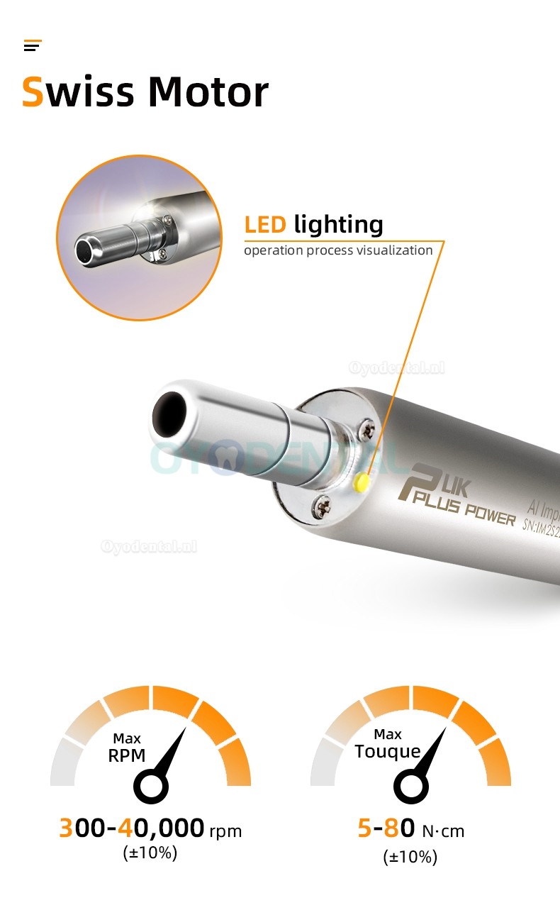 Pluspower®Ai Touch-implantaatchirurgiesysteem Borstelloze motor met 20:1 hoekstuk